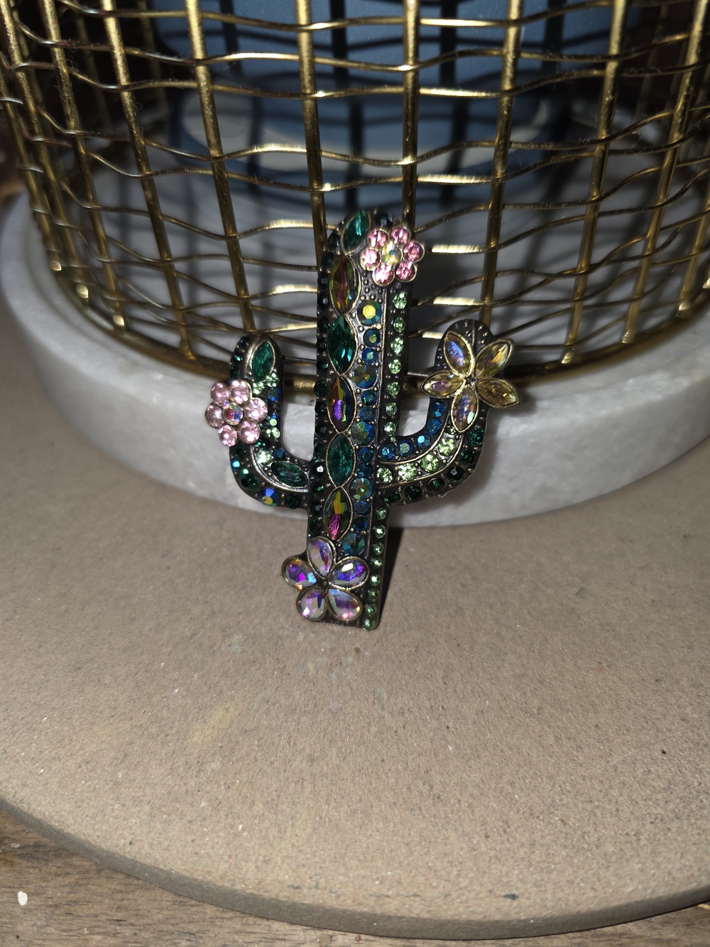 Source Unknown Multicolor Cactus Floral Brooch